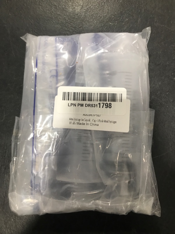 Photo 1 of 60ml Syringe for Liquid, Oral, Scientific Labs, Measurement, Dispensing, Catheter Tip with Cap- 3 Pack 60ml Syringes