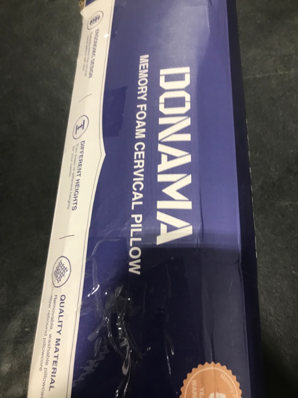 Photo 1 of DONAMA Cervical Pillow for Neck Pain Relief,Contour Memory Foam Pillow,Ergonomic Orthopedic Neck Support Pillow for Side,Back and Stomach Sleepers with Breathable Pillowcase-Blue