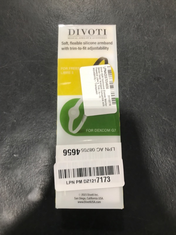 Photo 1 of Divoti CGM Continuous Glucose Monitor Sensor Cover Armband Compatible with Freestyle Libre 3, Trim-to-fit Adjustability- Transparent