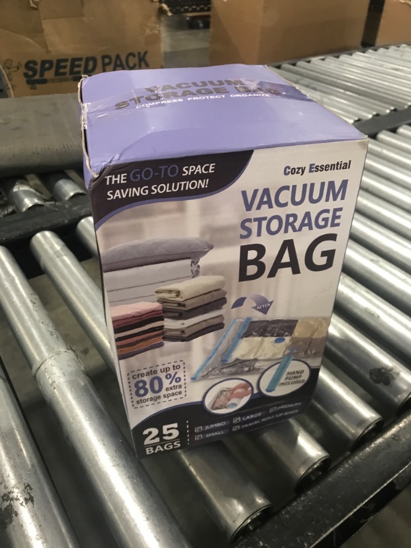 Photo 1 of 25 Pack Vacuum Storage Bags, Space Saver Vacuum Storage Bags, Vacuum Seal Bags for Clothing, Clothes, Comforters and Blankets, Hand Pump Included