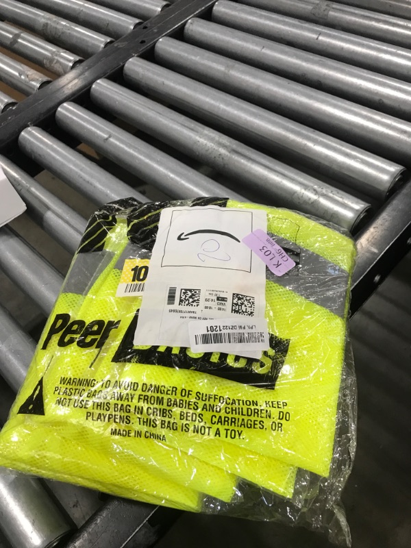 Photo 1 of PeerBasics Safety Vests 10 Pack - Yellow Reflective High Visibility, Hi Vis Silver Strip, Men Women, Work, Cycling, Runner, Surveyor, Volunteer, Crossing Guard, Road, Construction, Neon (Mesh, 10)