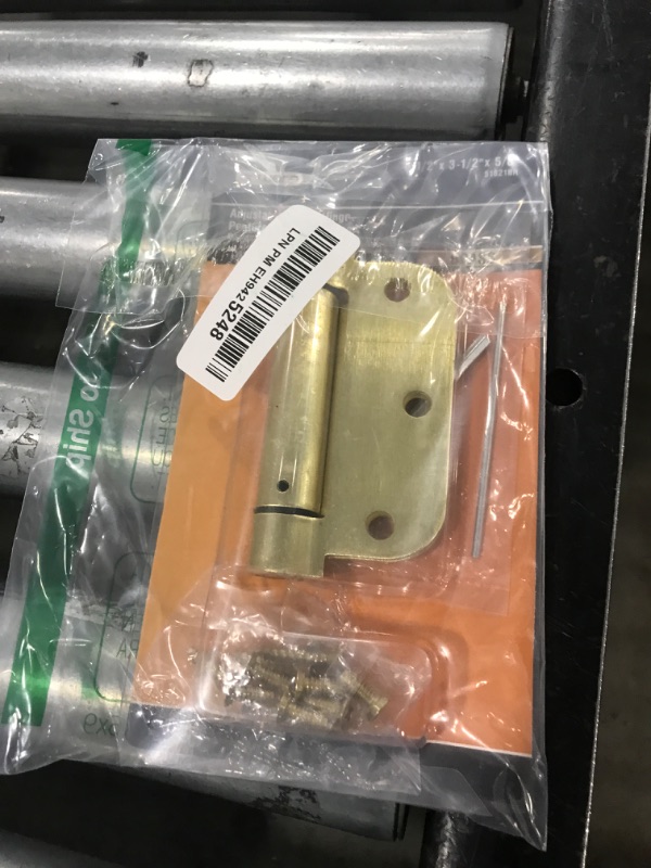 Photo 1 of Richelieu 52821BR Onward 3 1/2-inch (89 mm) Full Mortise Adjustable Spring Butt Hinge for Exterior Door, 1/4-inch Radius, Brass Finish