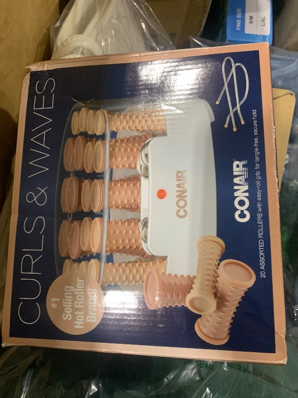 Photo 1 of Conair Double Ceramic Hot Rollers for Long, Medium, and All Hair - Hair Curler - Hair Roller Clips Included - 1/2 inch, 3/4 inch, and 1 inch Rollers