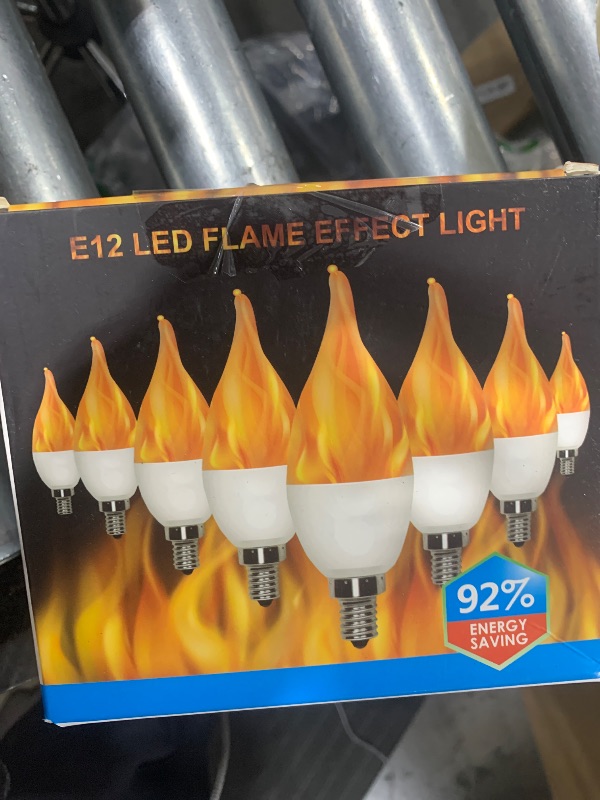 Photo 1 of Kestnsee E12 LED Flickering Candelabra Flame Effect Light Bulbs - Upgrade Flicker Candelabra Torch Fire Effect Lights Bulbs for Outdoor Halloween Xmas Holiday Decorations 3W 1400K (8 Pack)