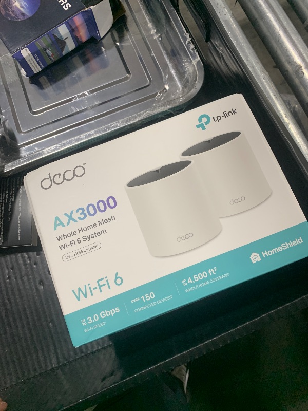Photo 1 of TP-Link Deco AX3000 WiFi 6 Mesh System - Covers up to 4500 Sq.Ft, Replaces Wireless Router and Extender, 3 Gigabit Ports per Unit, Supports Ethernet Backhaul (Deco X55, 2-Pack)