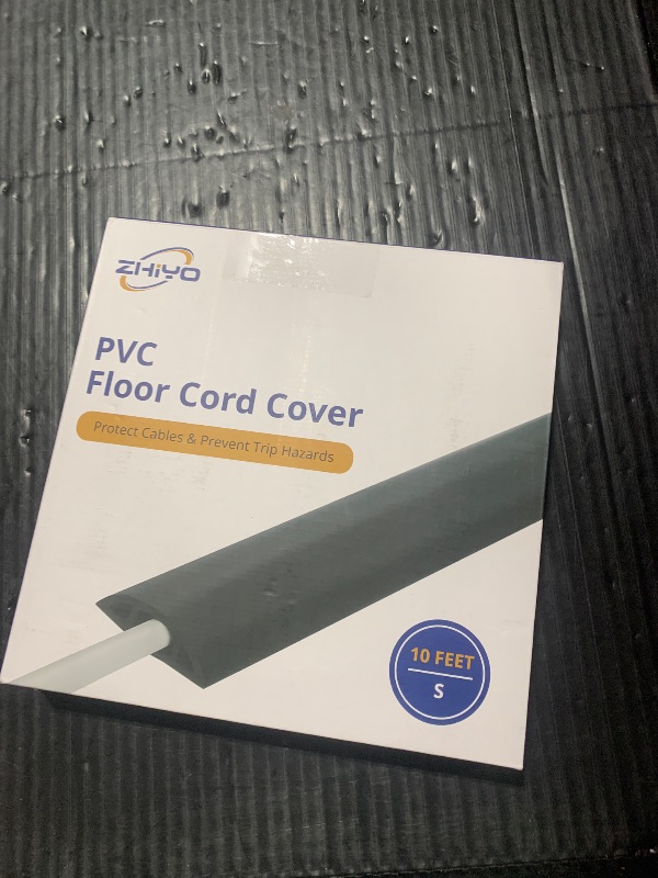 Photo 1 of Floor Cord Cover 10ft, Cord Hider Floor Black, Floor Cable Management Prevent Cable Trips, Floor Cable Cover Wire Covers for Electric Power Cords, Cord Protector Cord Cavity W0.47in x H0.28in