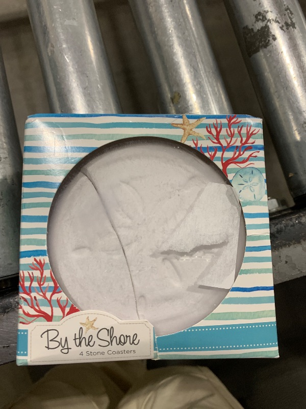 Photo 1 of Kate Aspen Absorbent Sand Dollar Drink Coasters Set of 4– Coastal Decor, Nautical Home Decorations, Housewarming Gift, & Beach Themed Coasters for Drinks