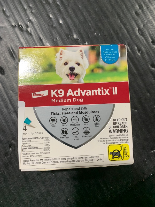 Photo 1 of K9 Advantix II Medium Dog Vet-Recommended Flea, Tick & Mosquito Treatment & Prevention | Dogs 11-20 lbs. | 4-Mo Supply