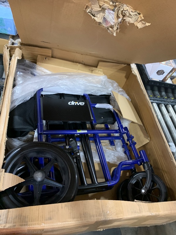 Photo 1 of Drive Medical BTR20-B Bariatric Heavy Duty Transport Wheelchair, Blue