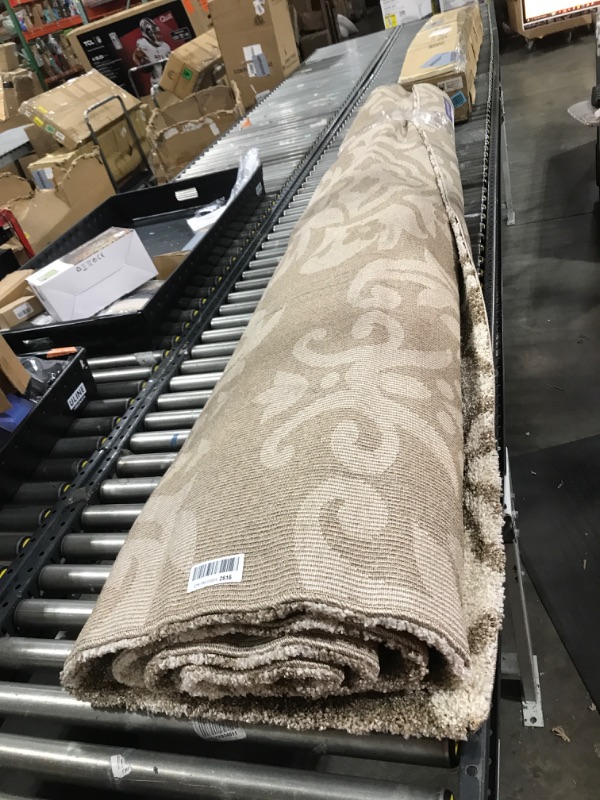 Photo 1 of SAFAVIEH Florida Shag Collection Area Rug - 8'6" x 12', Beige & Cream, Damask Design, Non-Shedding & Easy Care, 1.2-inch Thick Ideal for High Traffic Areas in Living Room, Bedroom (SG460-1311)