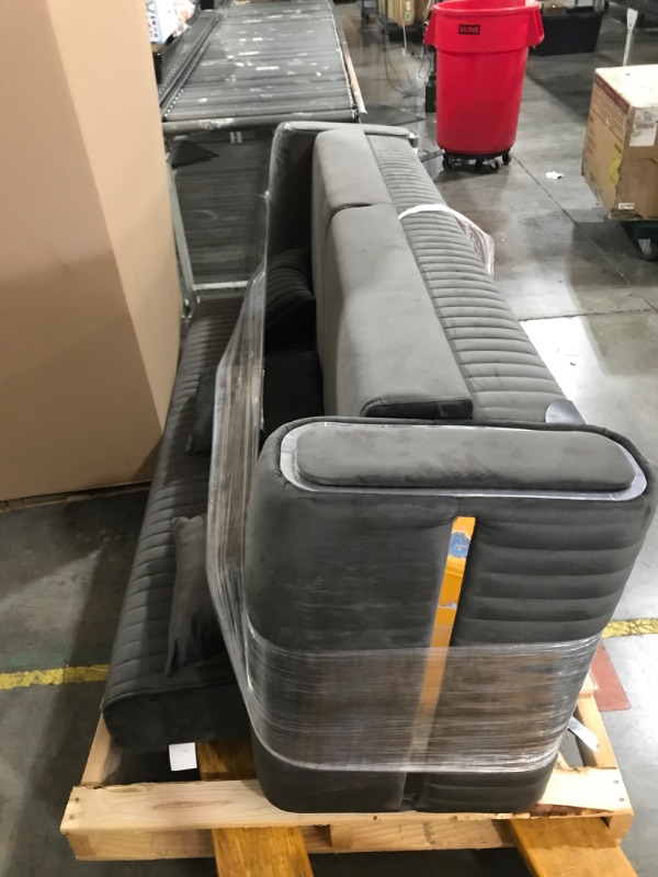 Photo 1 of Sweet Home Stores Escalade 87" Convertible Sofabed with Storage, Firm, Fabric, 3 Seater, Upholstered Sleeper Sofa Couch, Futon for Living Room, Grey
