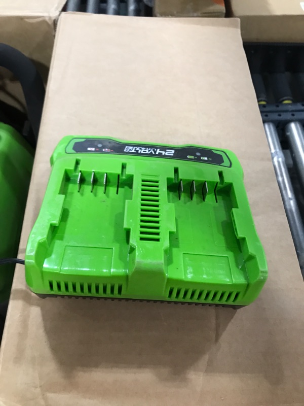 Photo 1 of Greenworks 48V (2 x 24V) 17" Cordless (Push) Lawn Mower (125+ Compatible Tools), (2) 4.0Ah Batteries and Dual Port Rapid Charger Included