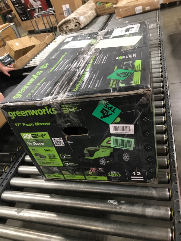 Photo 1 of Greenworks 48V (2 x 24V) 17" Cordless (Push) Lawn Mower (125+ Compatible Tools), (2) 4.0Ah Batteries and Dual Port Rapid Charger Included