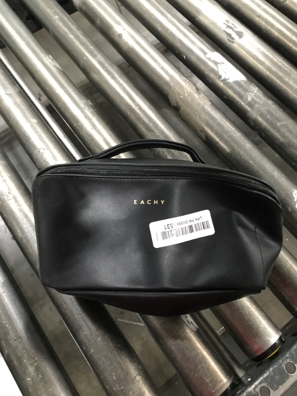 Photo 1 of EACHY Travel Makeup Bag,Large Capacity Cosmetic Bags for Women,Waterproof Portable Pouch Open Flat Toiletry Bag Make up Bag with Divider and Handle, Gifts for Women (Black, Medium)