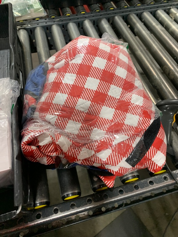 Photo 1 of ZAZE Picnic Blanket Extra Large Waterproof, 80''x80''Checkered Picnic Blankets Beach, Outdoor, Camping on Grass Accessories Couple Ideas Wedding Registry Gifts (Red and White)