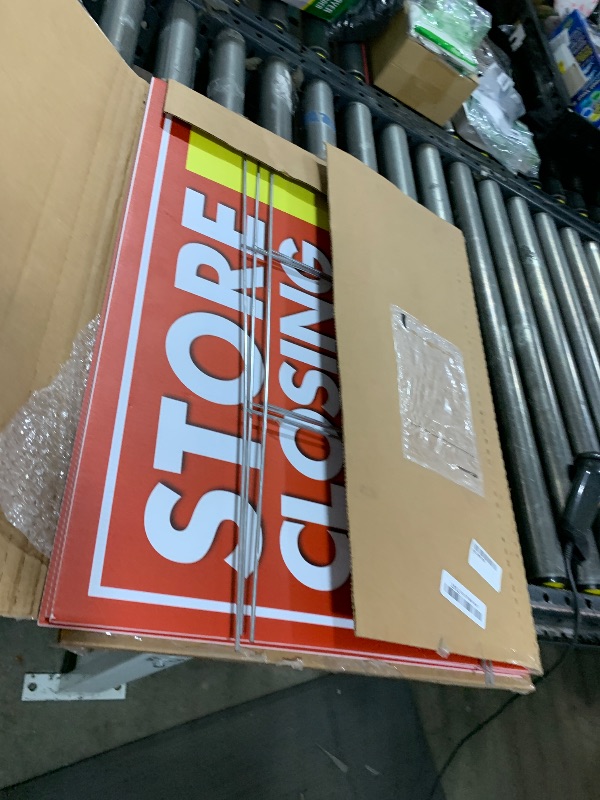 Photo 1 of Generic 4 Less Co 2 Pack of 18x12 Inch STORE CLOSING EVERYTHING MUST GO Lawn Yard Signs with Stakes ryb1s, Small, Red