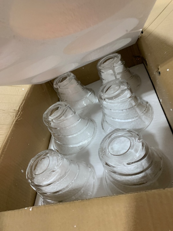 Photo 1 of Farmhouse 6 Light Gold Chandeliers for Dining Room Light Over Table, Entryway Pendant Light for Foyer, Vintage Chandelier Ceiling Lights with Glass Shade for Kitchen Island Hallway, Adjustable Height