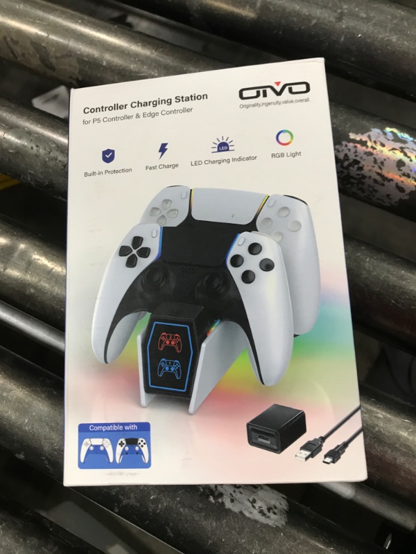 Photo 1 of OIVO PS5 Controller Charger PS5 Accessories Kits with Fast Charging AC Adapter, Controller Charging Stand for PlayStation 5, Docking Station Replacement for DualSense Charging Station