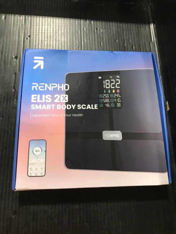 Photo 1 of RENPHO Smart Scale with BMI, Body Fat, Muscle Mass, Bluetooth Scale for Body Weight, FSA HSA Store Eligible, 13 Metrics with Large VA Display, Support App Connection, Black, Elis 2X