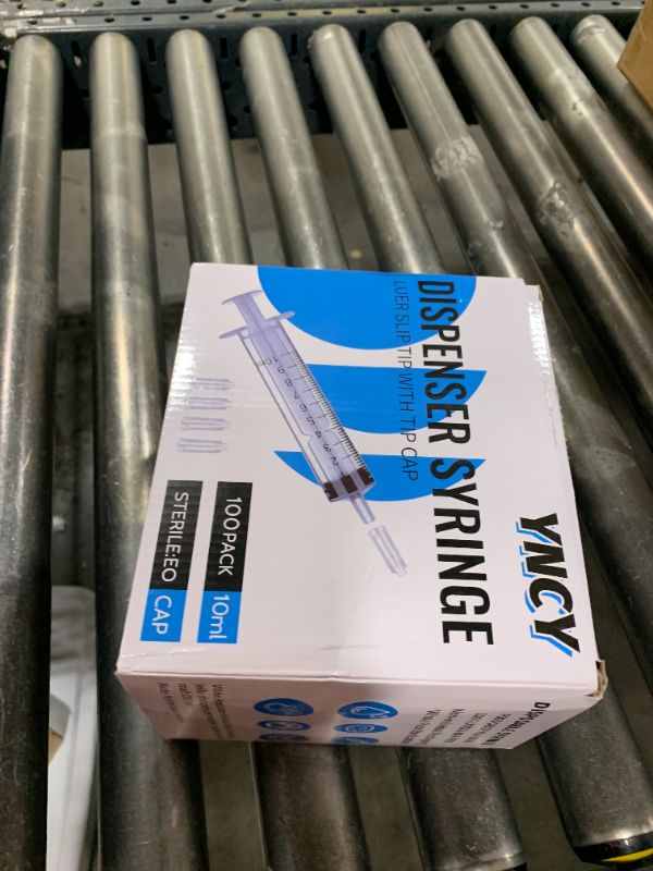 Photo 1 of 100 Pack 10ml Syringes with Cap, Luer Slip Tip, 10cc syringe Whole Pack Bulk Sterile Sealed, No Needle