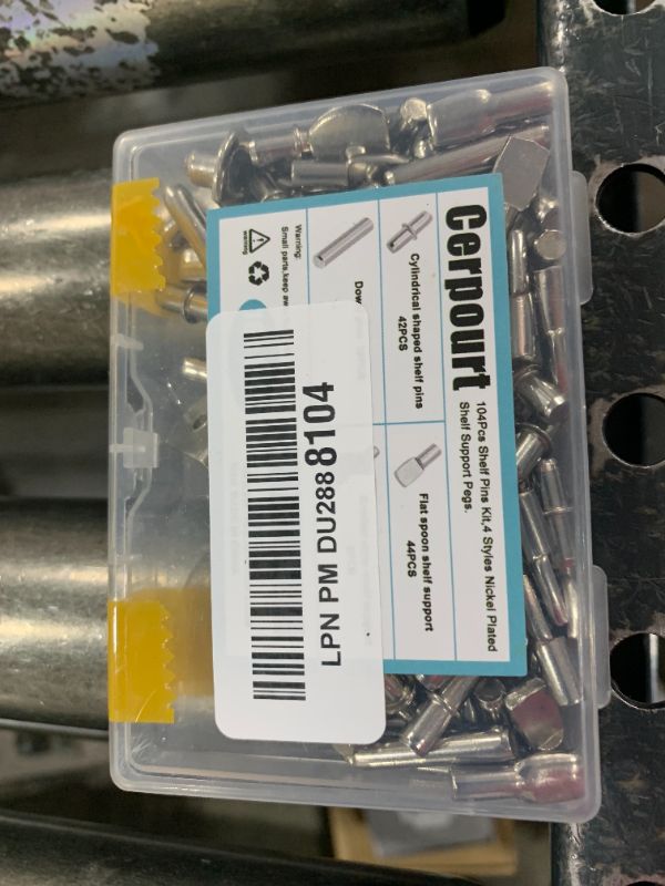 Photo 1 of 104Pcs Shelf Pins Kit,4 Styles Nickel Plated Shelf Support Pegs,Bookshelf Pegs for Shelves,Cabinet Shelf Bracket Pegs Shelf Pins Holders for Kitchen Furniture & Closet ( 5mm & 1/4inch )