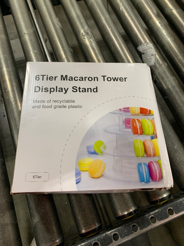 Photo 1 of 6 Tiers Round Macaron Tower Stand Plastic Transparent Cake Stand Macaron Display Rack Desserts Cupcake Holder Platter for Baby Shower, Birthday Party, Wedding, Party Decor
