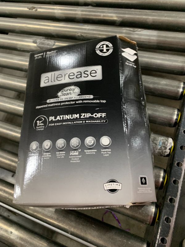 Photo 1 of AllerEase Platinum Zip-Off Top Waterproof Mattress Protector Queen Size 360 Degree Zipper Allergen Barrier Temperature Balancing Luxurious Plush Top Separately Machine Washable Mattress Cover (White)
