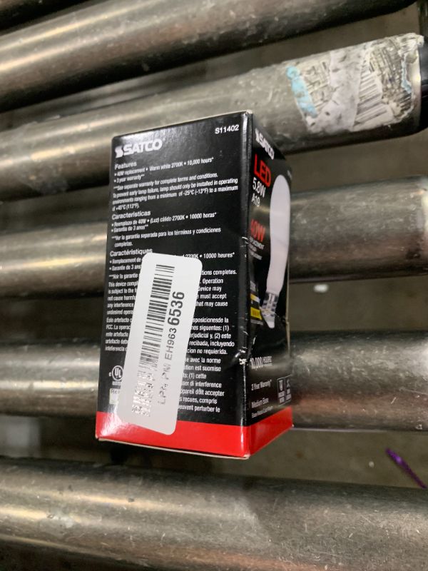 Photo 1 of Satco 11402 5.8W LED A19 Light Bulb, 40W Replacement, 2700K Warm White, 450 Lumens