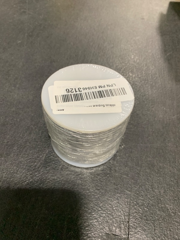 Photo 1 of 110M Silver Metallic Elastic Cord Stretchy Bracelet String Twine Beading Thread Cord Crystal Braided Bead Bracelet Necklaces Braiding Wrapping Round Polyester Elastic for Jewelry Gift Packaging