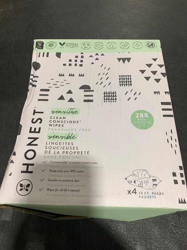 Photo 1 of The Honest Company Clean Conscious Multi-Use Wipes | Hypoallergenic + Unscented for Sensitive Skin | Over 99% Water, Compostable, Plant Based, Baby Wipes | Pattern Play, 288 Count
