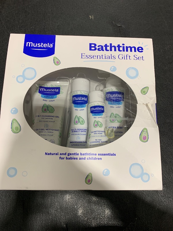 Photo 1 of Mustela Baby Bath Time Essentials Gift Set - Natural & Plant-Based Baby Skin Care - 4 Items Set