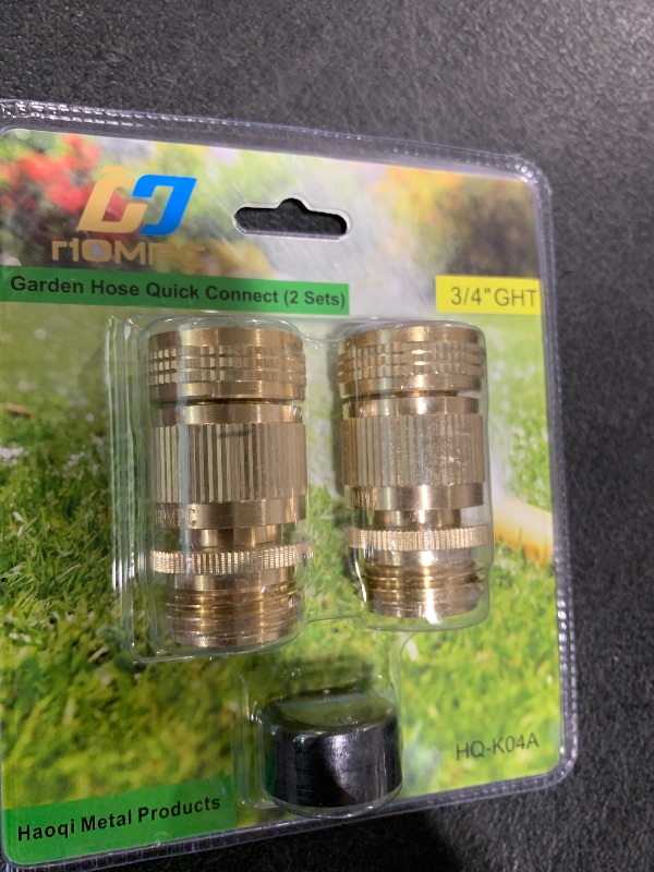 Photo 1 of HQMPC Garden Hose Quick Connect Solid Brass Quick Connector Garden Hose Fitting Water Hose Connectors 3/4 inch GHT (2SETS)