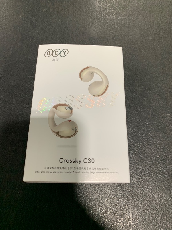 Photo 1 of QCY Crossky C30 Open Ear Headphones Wireless Bluetooth, Clip-On Earbuds with 4 ENC Noise Cancelling Mic, Stable Fit, Dual Connection, EQ Customized, Sports Earphones for Workout/Running