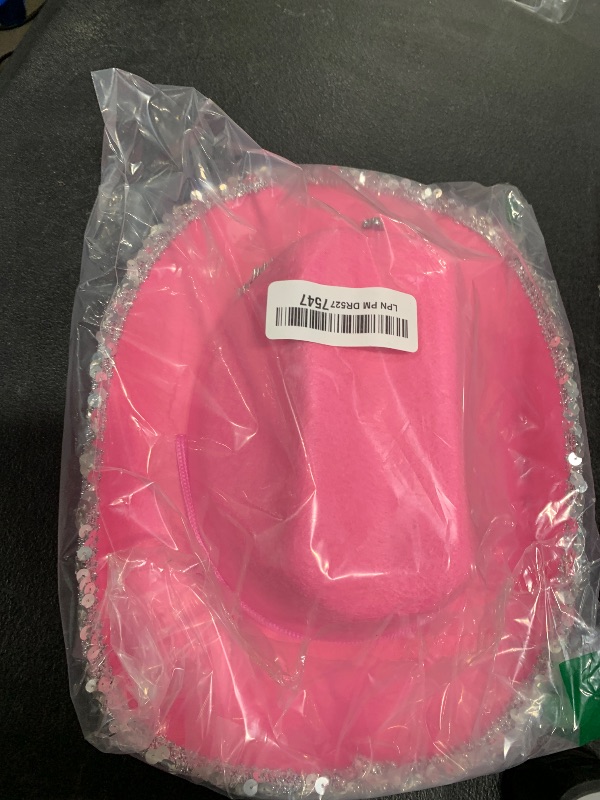 Photo 1 of SATINIOR 3 Pcs Pink Cowgirl Hat with Bandana and Skirt Set for Girls Crown Tiara Toddler Cowboy Hat Theme Party Kids Costume(Crown, Child)