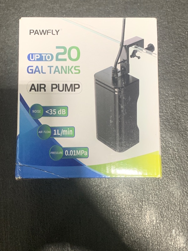 Photo 1 of Pawfly Mini Aquarium Air Pump for 3-20 Gallon Nano Fish Tanks 15 GPH Oxygen Aerator Pump with Bracket Airline Tubing Air Stone Control Valve and Check Valve Accessories