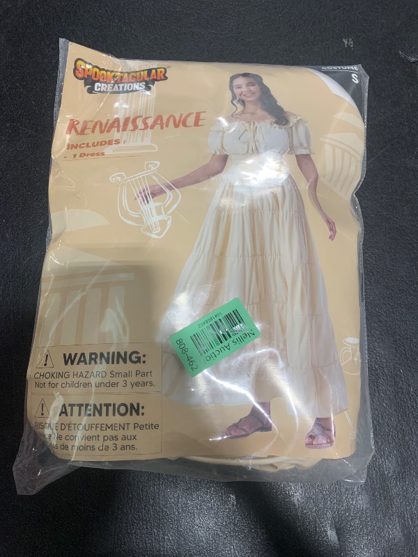 Photo 1 of Spooktacular Creations Halloween Renaissance Costume Women, Medieval Pirate Dress, Beige Chemise Dress, Irish Peasant Wench Outfit for Celtic Festivals Dress-Up Party (Small)