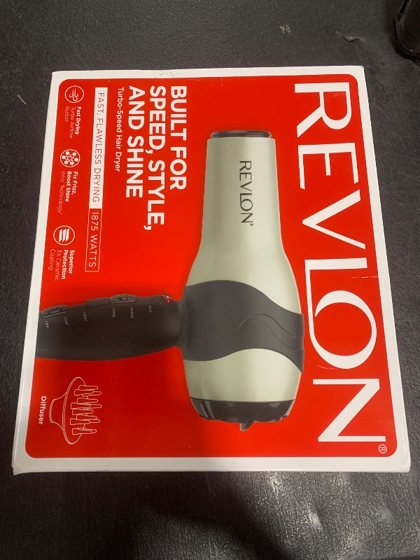 Photo 1 of REVLON Turbo Hair Dryer with Advanced Ionic Technology, Ceramic Coating | Turbo Heat and Cold Shot Features, 1875 Watts for Fast Drying and Shine (Silver)