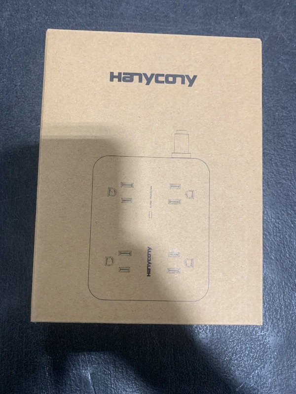 Photo 1 of Surge Protector Power Strip - HANYCONY 8 Outlets 4 USB (2 USB C) Charging Ports, Multi Plug Outlet Extender, 5Ft Braided Extension Cord, Flat Plug Wall Mount Desk Charging Station for Home Office ETL