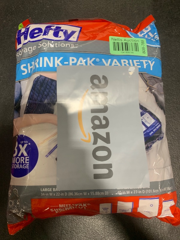 Photo 1 of Hefty Shrink-Pak Vacuum Storage Bags - Space Saver for Under Bed Storage, Clothing and Comforters, Odor Resistant, 3X More Storage Space - 3 Large, 3 XL Bags
