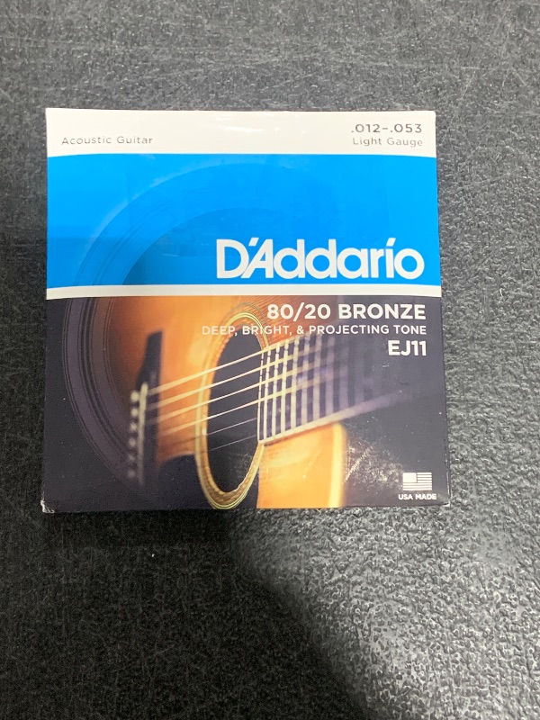 Photo 1 of D'Addario Acoustic Guitar Strings - 80/20 Bronze - For 6 String Guitars - Deep, Bright, Projecting Tone - EJ11 - Light, 12-53