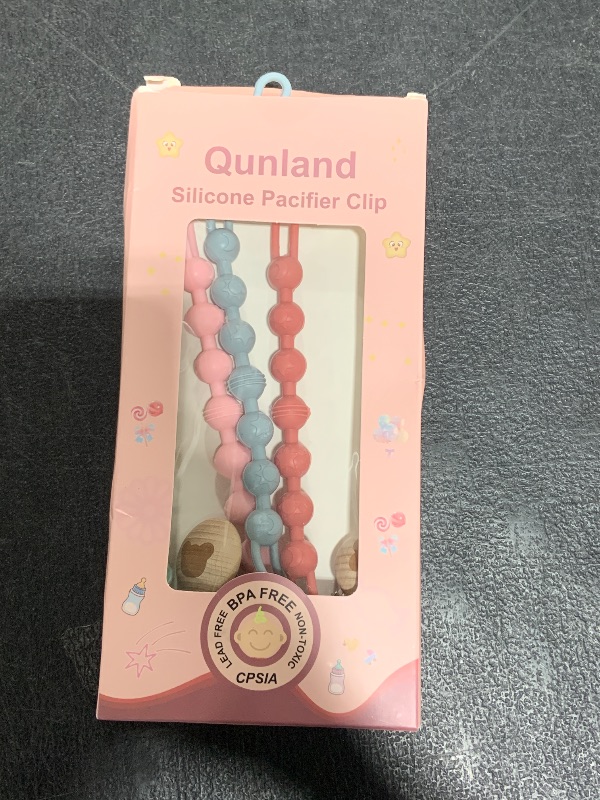 Photo 1 of Silicone Pacifier Clip Holder for Baby Girls and Boys, 4-Pack One-Piece Soft Flexible Binky Clips Holder with Cute Texture, Newborn Baby Essentials for Teething Relief, Gifts for Xmas Baby Shower