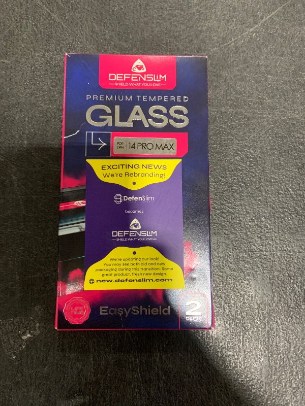 Photo 1 of Defenslim Screen Protector compatible with iPhone 14 Pro Max (2Pack), Easy Auto-Align Install Kit, 6.7" Tempered Glass, 9H Hardness, Ultra HD Clear, Case Friendly, EasyShield