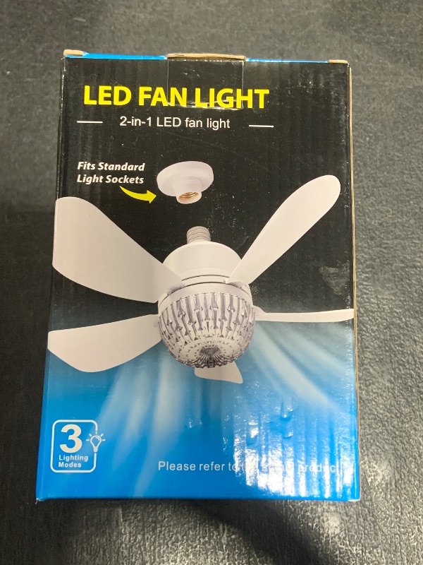 Photo 1 of Socket Fan Light with Remote, Dimmable LED Ceiling Fans with Lights, 15" Screw in Socekt Fans and Socket Extender, 3 Colors 3000K-6500K, Replacement Light Bulb Fan for Kitchen Garage Bedroom, White