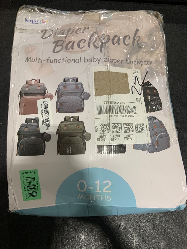 Photo 1 of DERJUNSTAR Baby Diaper Bag Backpack with ChangingStation-Large Capacity Baby Bag for Boys & Girls, USBCharging Port, Pacifier Case, sunshade & Toy Bar,Waterproof? Pale Grey