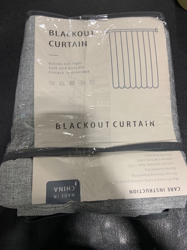 Photo 1 of 100% Blackout Shield Linen Blackout Curtains for Bedroom 96 Inches Long, Back Tab/Rod Pocket Living Room Drapes, Thermal Insulated Blackout Curtains 2 Panels Set, 50" W x 96" L, Grey