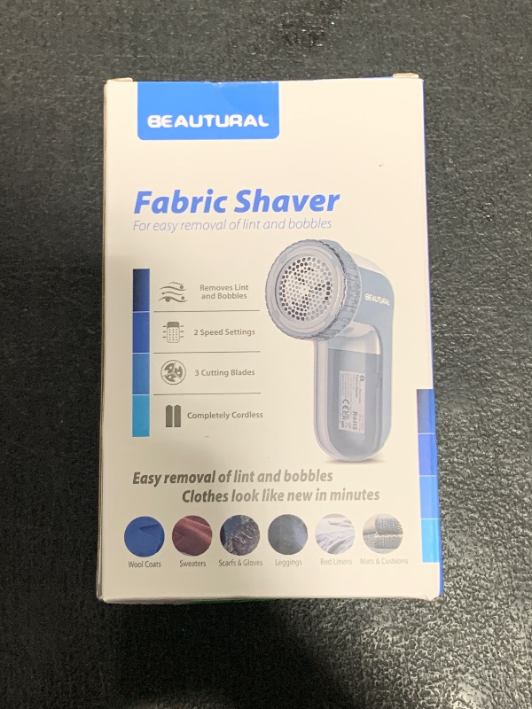 Photo 1 of BEAUTURAL Fabric Shaver and Lint Remover, Sweater Defuzzer with 2-Speeds, 2 Replaceable Stainless Steel Blades, Battery Operated, Remove Clothes Fuzz, Lint Balls, Pills, Bobbles Gray