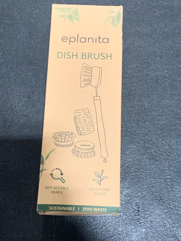 Photo 1 of eplanita Natural Dish Brush, 3 Replacement Heads, Kitchen Eco Bamboo Scrubber Brushes, Extra Plant Sponge, Plastic Free Washing Up, Zero Waste Cleaning