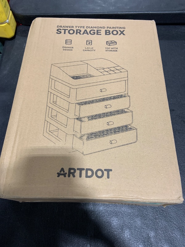 Photo 1 of ARTDOT Storage Containers for Diamond Painting Accessories, Art Bead Organizer 4 Drawers with 192 Slots Storage Bottles and Diamond Painting Tools and Kits Rack with Funnel