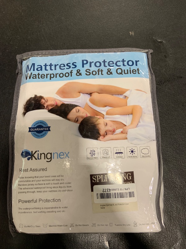 Photo 1 of Kingnex Waterproof Split King Mattress Protector for Adjustable Beds Soft Cooling Bamboo Viscose Jersey Fitted Matress Cover