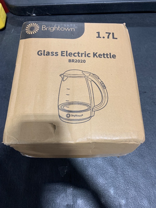 Photo 1 of Brightown Electric Kettle with Glass Carafe for Tea and Coffee, BPA-Free, Fast Boiling, Auto Shut-Off, 1.7 L, 1500W